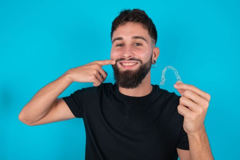 tradesman with invisalign clear aligners