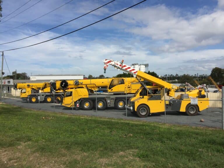 All terrain cranes lined up in Australia