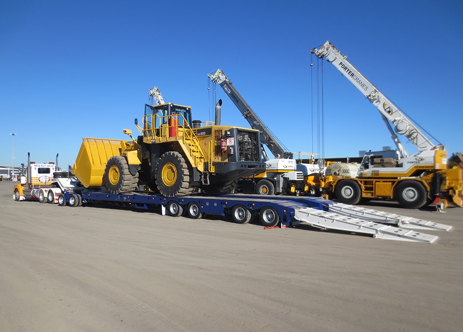 low loader trailer in action