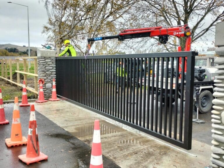 sliding gate being installed Christchurch