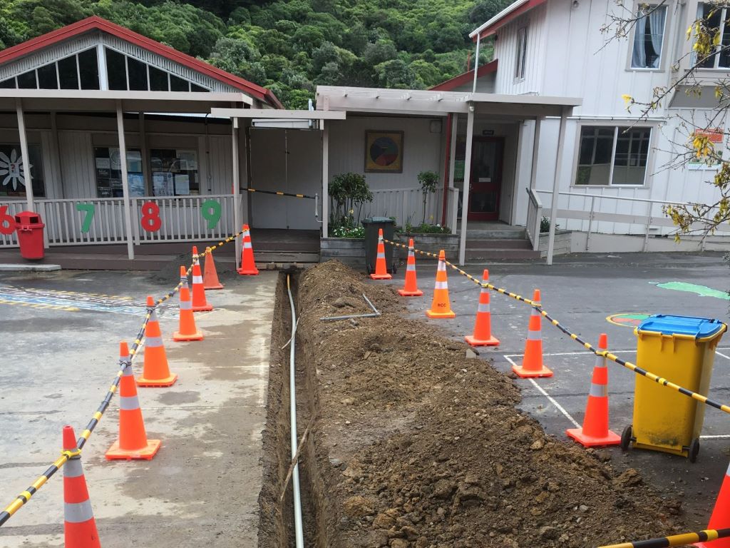 installing proper drainage for Wellington school